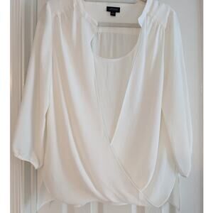 J.Jill Cream Wearever Collection Draped-Front Wrap Top Size  S Cream